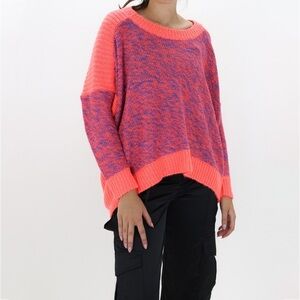Cable knit‎ neon coral sweater size medium